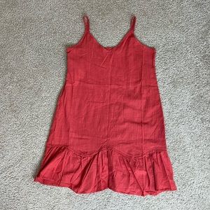 Casual Linen Cami Mini Dress with Adjustable Straps and Ruffle Hem